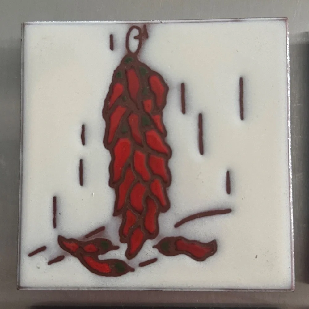 Vintage Italian Cottoveneto Red‎ Chili Pepper Ceramic Tile Coaster Set of 4